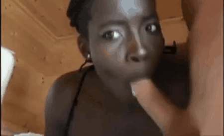 Gif - Milky Semen In Ebony Throat